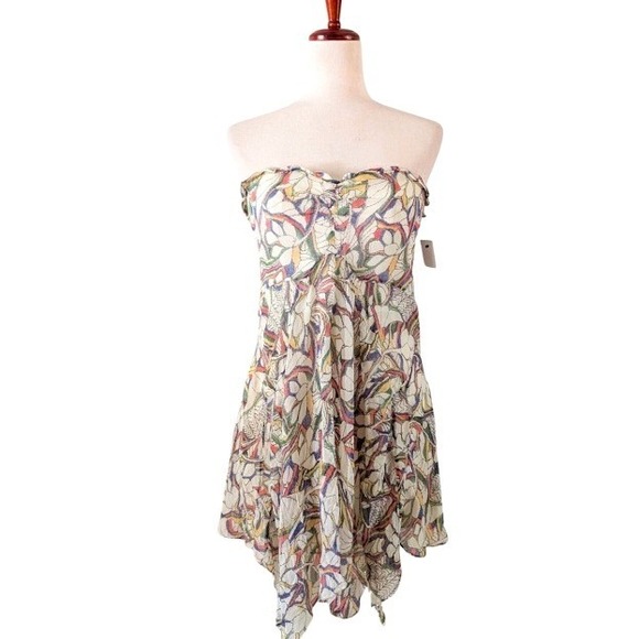 Isabel Marant Louane Strapless Dress Blue Green Print Silk Viscose Blend Size 40 Isabel Marant Louane Strapless Dress Blue Green Print Silk Viscose Blend Size 40